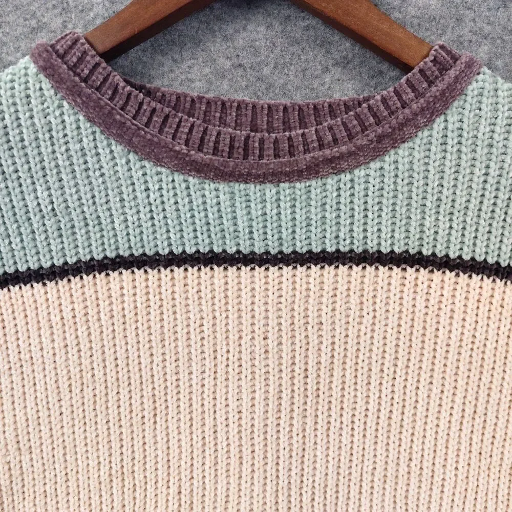 Pol Cropped Sweater Womens Small Colorblock Oversized Boho Modern Comfort